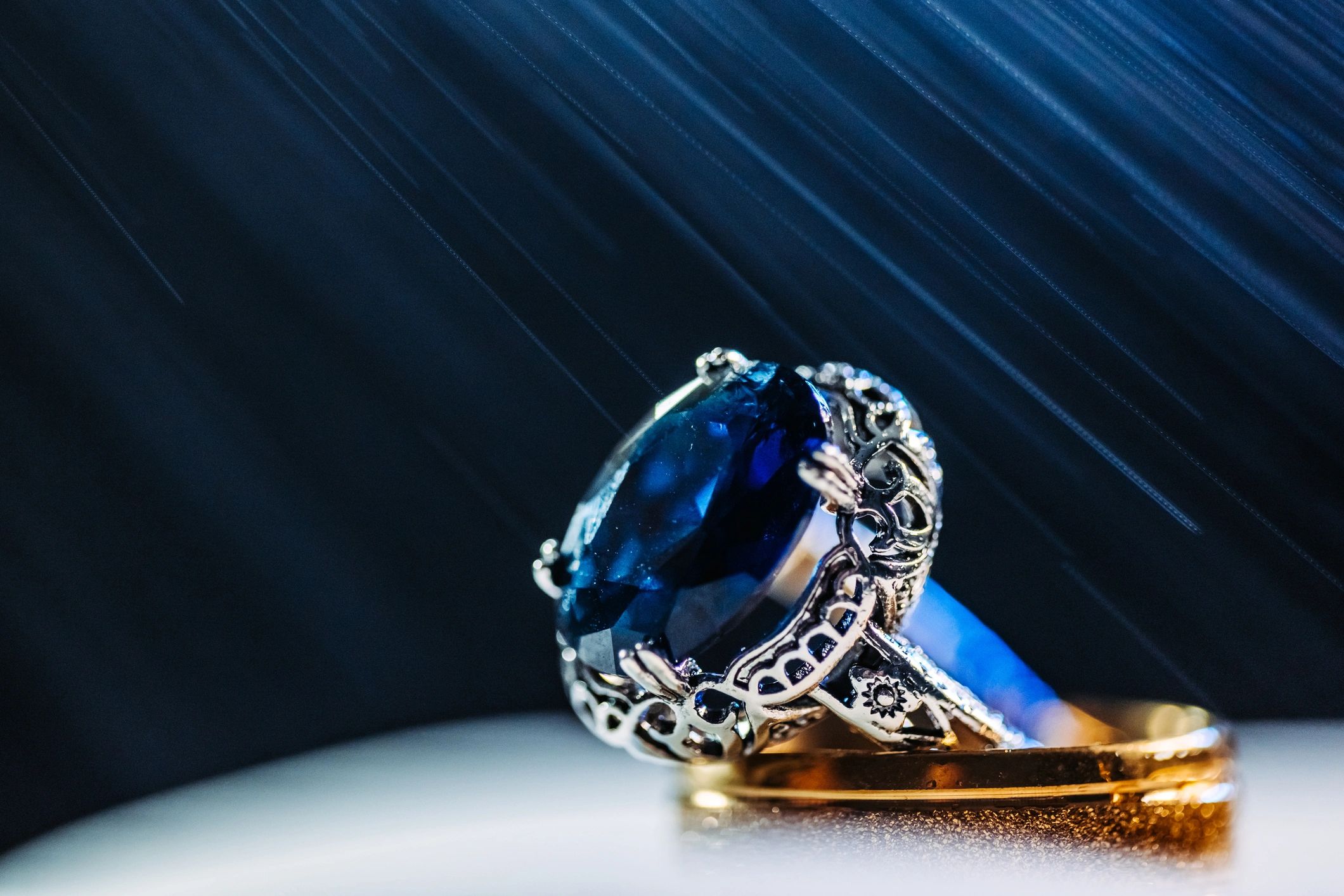 Close-up of gemstone and gold rings